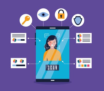 Smartphone woman face scan recognition biometric 24908 56389